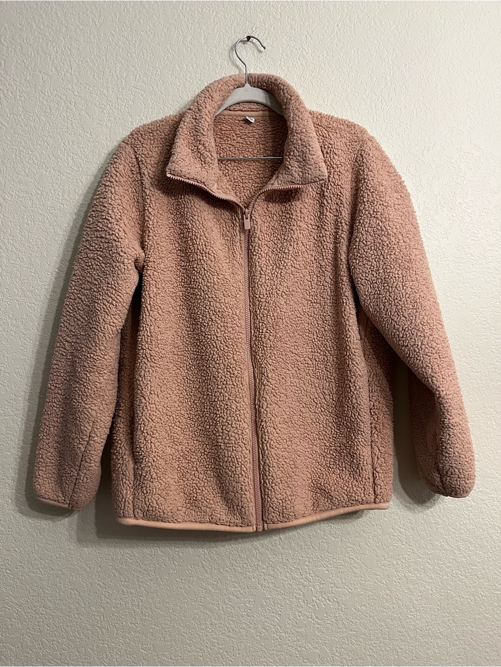 Uniqlo pink teddy Women's Sherpa Full-Zip Jacket - Rose Beige